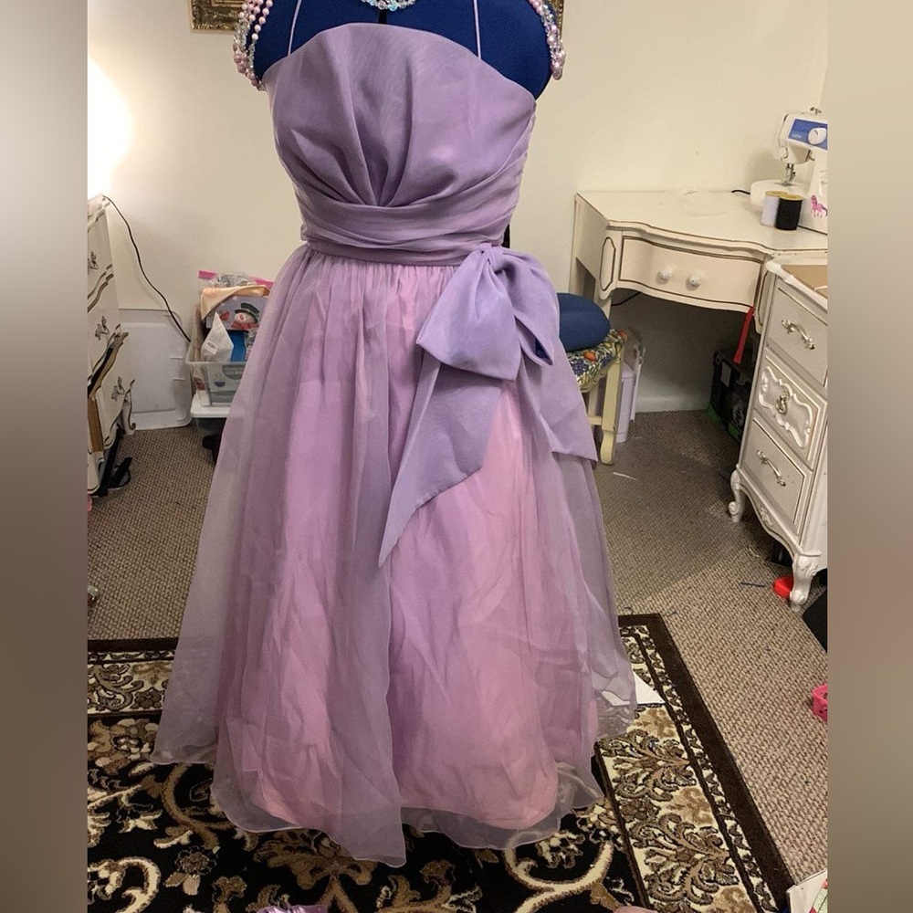 Vintage lilac Formal Prom Dress 10 - Picture 3 of 4